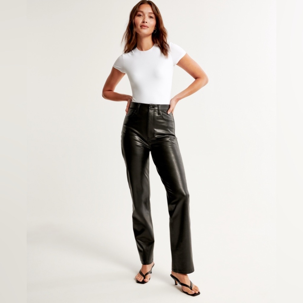 Abercrombie & Fitch Vegan Leather 90s Straight Pant